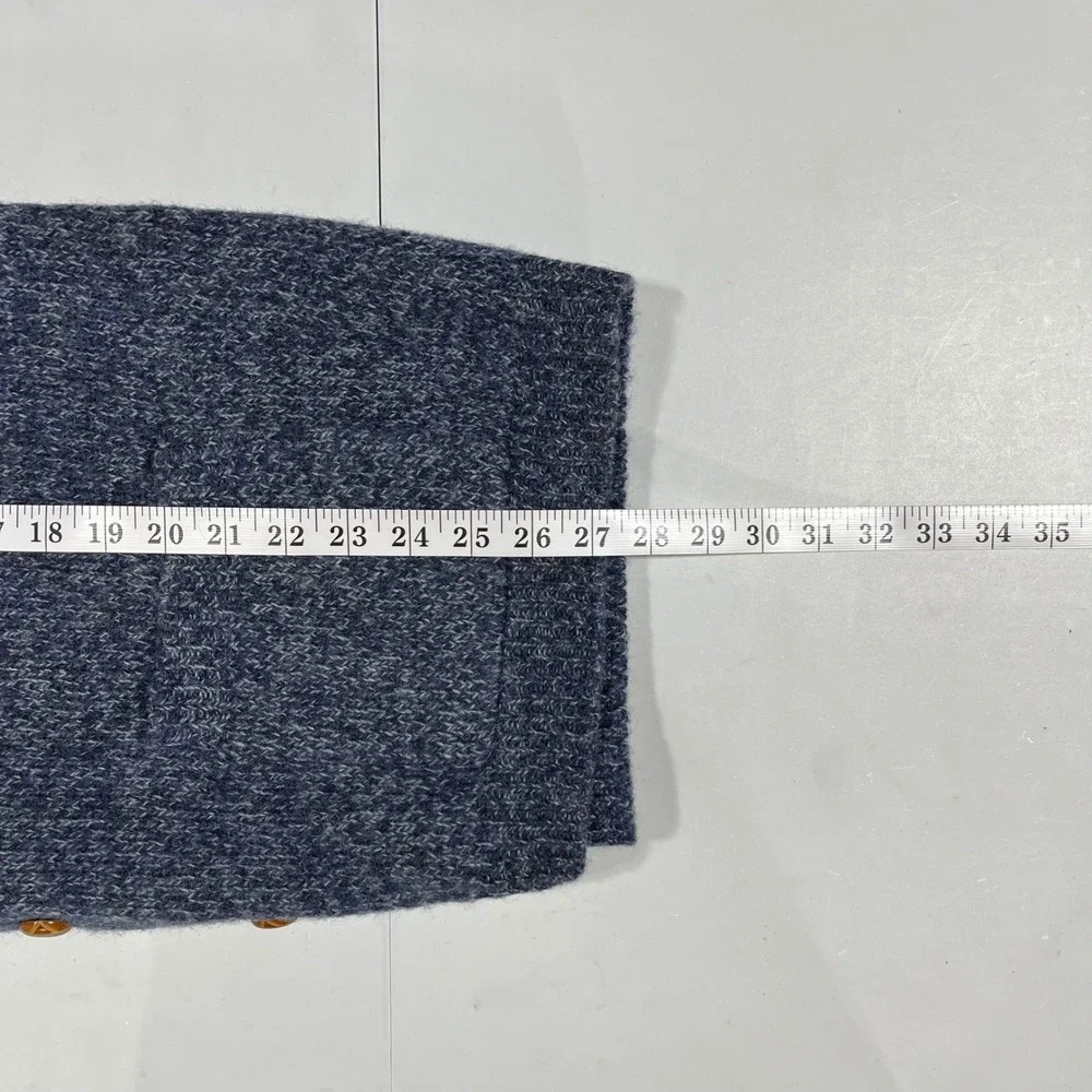 Orvis Vintage 90s Shawl Collar Knit Cardigan Sweater Blue Wool Blend Mens Large